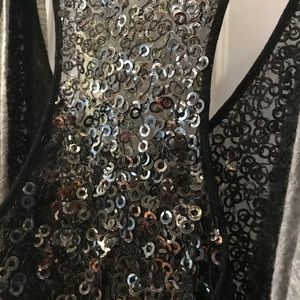 Black and grey sequin top